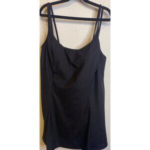 Robby Len Swimsuit Dress Womens 18 One Piece Modest Swimwear Black Gold Dot